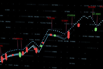 Obraz premium 3d rendering, Stock chart with black background