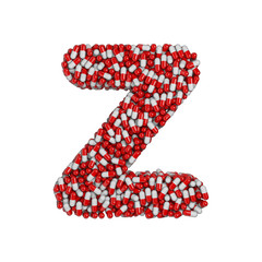 pills letter Z - Upper-case 3d pharmaceutical font - therapy, laboratory or healthcare concept