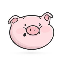 Surprised emoticon icon. Emoji pig is surprised.