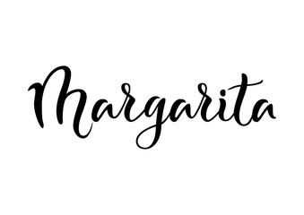 Fototapeta na wymiar Modern calligraphy lettering of Margarita in black isolated on white background for bar menu, cocktail menu, advertisement, cafe, restaurant, packaging, flyer