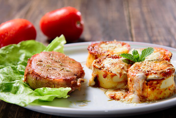 Cannelloni. Rondelli. Italian Stuffed Pasta with grilled meat