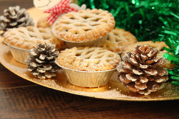 Christmas mince pies on a wooden background   © maryrose5