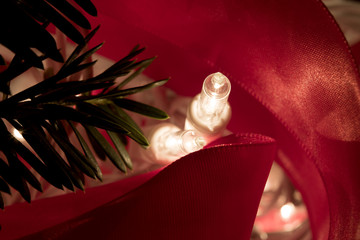 Christmas ribbons and lights
