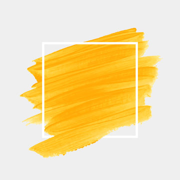 Brush painted acrylic abstract background illustration vector over square frame. Perfect watercolor design for headline, logo and sale banner. 
