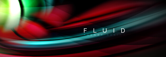 Wave fluid flowing colors motion effect, holographic abstract background. Vector illustration