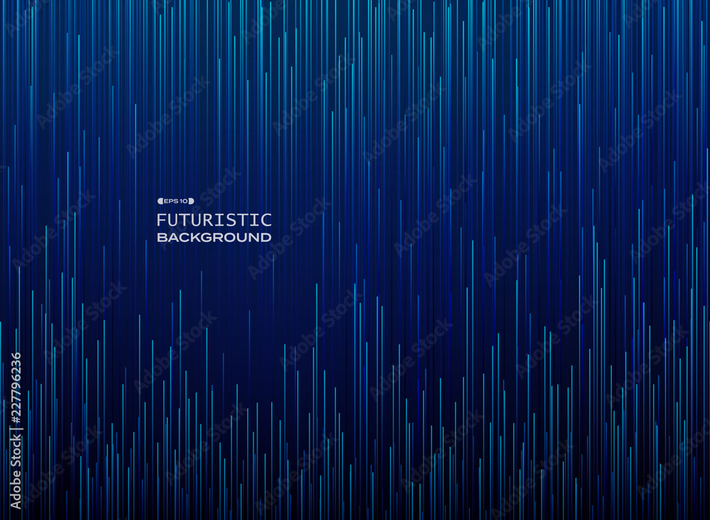Poster futuristic full frame of science movement in gradient blue line pattern background.