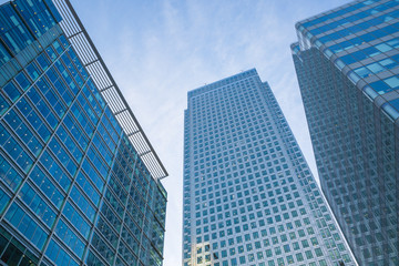 Fototapeta na wymiar Corporate buildings of Canary Wharf, banks, insurances, media holdings. London, UK