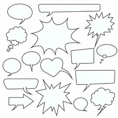 Speech bubble set, pop art style, vector