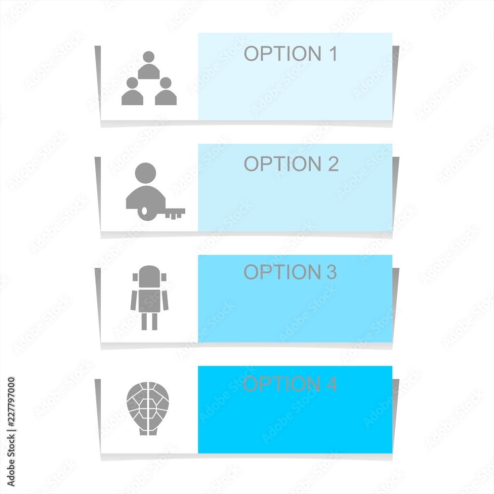 Poster infographic design elements for business data with four options, parts, steps, levels or processes. 