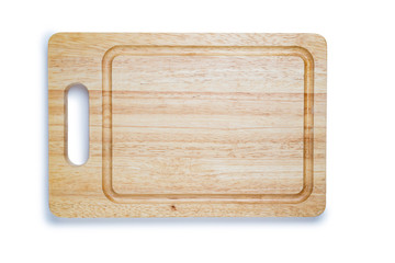 Wooden cutting board isolated on white