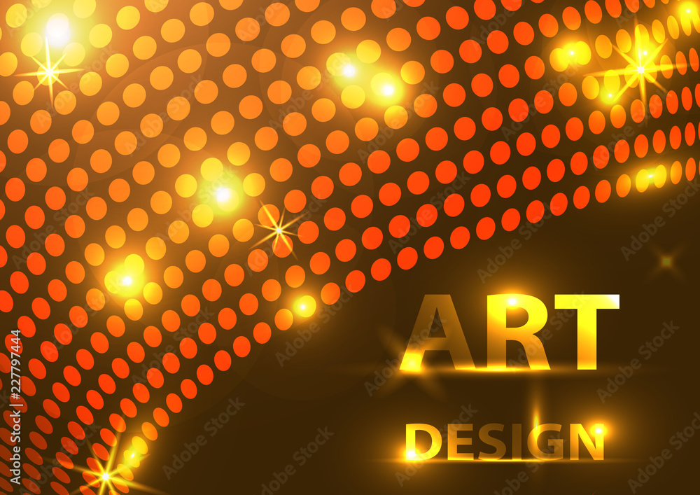 Poster abstract sparkling background of small colorful circles with sparks of light. vector illustration