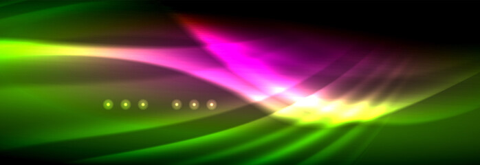 Liquid neon flowing waves, glowing light lines background