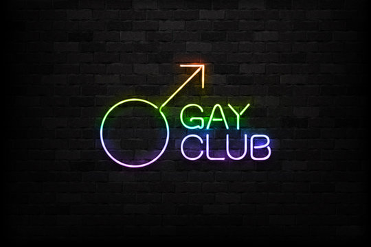 Vector realistic isolated neon sign of Gay Club logo for decoration and covering on the wall background.