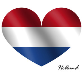 dutch flag in heart shape illustration - Holland country flag - white background