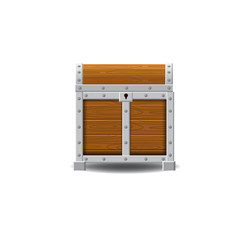 Wooden old pirate chests, closed, treasures, vector, cartoon style, illustration, isolated. For games, advertising applications