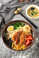 A bowl of seafood noodles