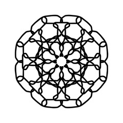 Round gradient mandala on white isolated background. Vector boho mandala black color. Mandala with floral patterns. Yoga template.