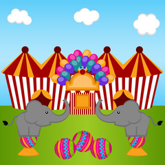 Obraz premium View of a carnival theme park. Vector illustration design