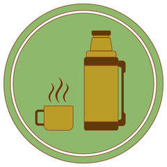 Thermos container icon, camping and hiking equipment