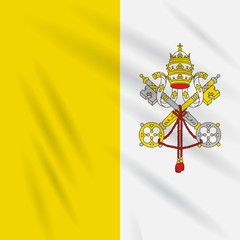 Flag Vatican swaying in the wind, realistic vector © gladder