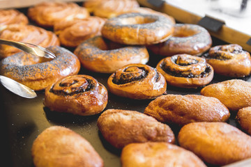 Bakery products on the counter. Food industry