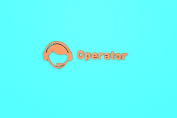 Obraz premium 3D illustration of Operator, orange color and orange text with blue background.
