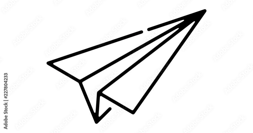 Poster paper plane line icon motion graphic animation with alpha channel.