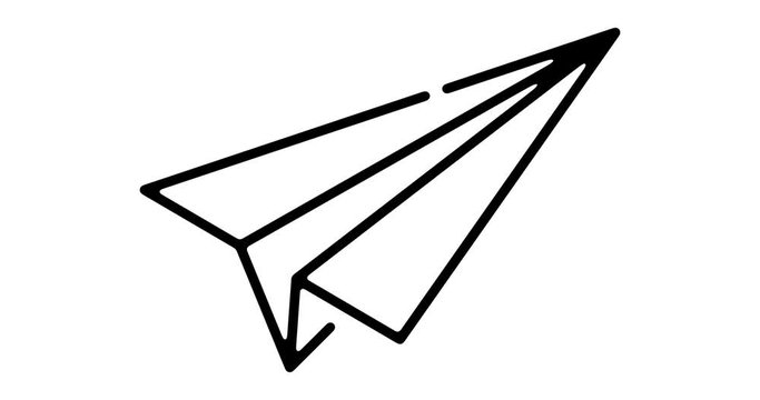 Paper plane line icon motion graphic animation with alpha channel.