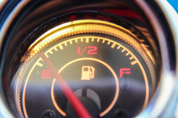 Close-up View of an Empty Fuel Gauge