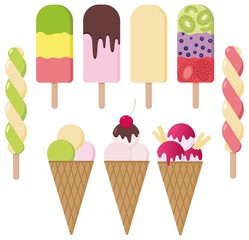 Ice-cream collection. Vector illustration isolated on white background.
