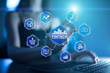 Fintech - digital financial technology. Blockchain and cryptocurrency.