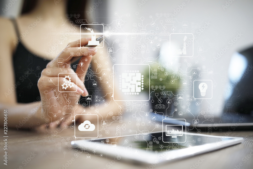 Poster microchip, cpu, processor, microcircuit computing engineering. modernization and business automation