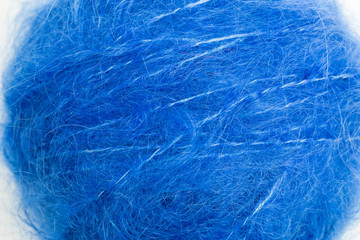 ball of blue mohair wool