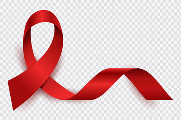 Aids red ribbon. World aids day vector isolated symbol. Illustration of red ribbon, aids health day campaign