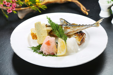 Japanese edo grilled saury