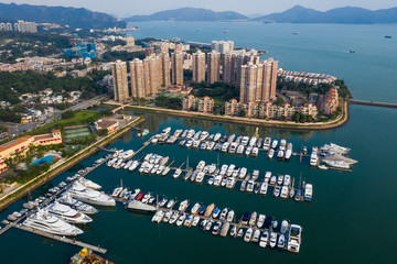 Typhoon shelter with yacht boat