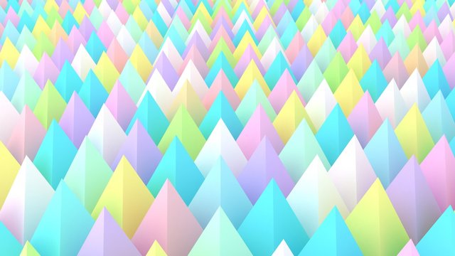 3d pyramids pastel background. Trendy wallpaper. Calm pastel colors. Modern 3d illustration. Abstract. Spikes abstract. Sharp objects.