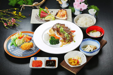A combination photo of Japanese edo cuisine