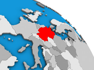 Germany on simple blue political 3D globe.