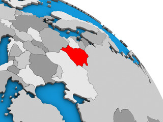 Belarus on simple blue political 3D globe.