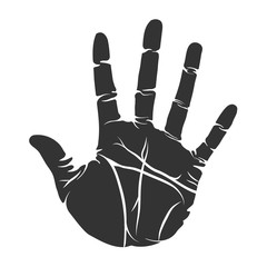 Handprint isolated on white background, Print of hand of human, Scanning the fingers. Vector illustration