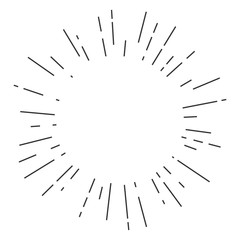 Obraz premium Vintage hand drawn sunburst design template isolated on white background. Vector illustration