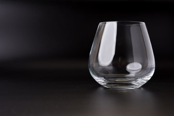 ball glass with reflections on black background