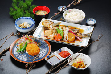 A combination photo of Japanese edo cuisine