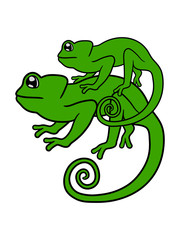 mama papa kind familie junges baby chamäleon leguan eidechse reptil haustier dinosaurier waran süß niedlich klein comic cartoon clipart