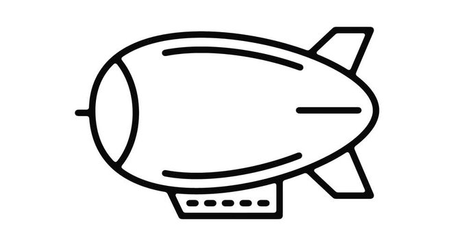 Zeppelin line icon motion graphic animation with alpha channel.