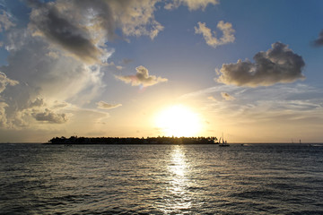 Key West, Florida, USA - July 20, 2016: Beautiful sunset in Key West
