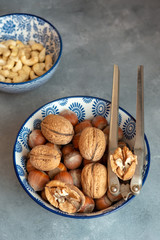 Different types of nuts in a bowl.