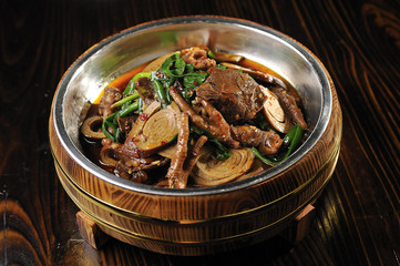 Mix the hot brine beef