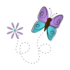 Cute butterfly flying icon. Vector illustration design
